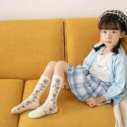 靴下 ソックス かかとなし ハイソックス ニーハイ オーバーニー ベビー キッズ 女の子 子ども 赤ちゃん レッグウェア 花 チューリップ バラ 無地 単色 文字入り 格子柄 プリント入り ロング かわいい シンプル おしゃれ ナチュラル キュート お出かけ 通学 通園 運動 ベージュ 赤 黄 茶