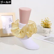 靴下 ショートクルーソックス キッズ ベビー 女の子 子供 くつ下 フリル オーガンジー風 通気性 吸汗 防臭 かわいい 光沢感
