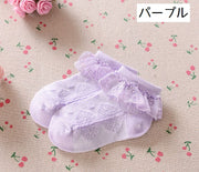 靴下 ショートソックス ベビー キッズ 子供用 女の子 赤ちゃん くつ下 レース フリル 薄手 ショート丈 可愛い ガーリー おしゃれ お出掛け こども用