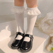 ハイソックス キッズ ソックス 靴下 フリル シンプル 無地 フォーマル かわいい おしゃれ 子供 女の子 白 黒 入学式 卒業式 卒園式 発表会