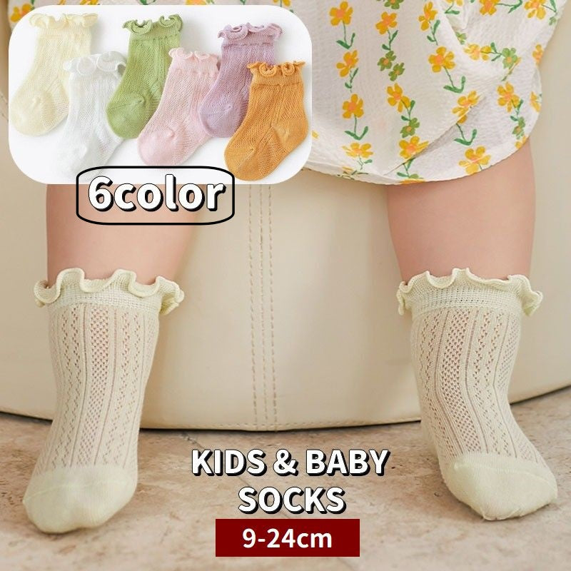 クルーソックス 靴下 キッズ ベビー 子供用 くつ下 メッシュ 薄手 通気性 フリル 女の子 可愛い おしゃれ お出掛け 赤ちゃん 子ども用