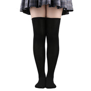 ニーハイソックス オーバーニー レディース 女性 靴下 くつした ロング丈 長め 学生風 制服風 無地 ブラック ホワイト グレー シンプル カジュアル かわいい キュート おしゃれ コスプレ ゴスロリ ロリータ