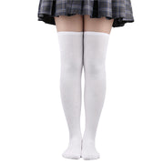 ニーハイソックス オーバーニー レディース 女性 靴下 くつした ロング丈 長め 学生風 制服風 無地 ブラック ホワイト グレー シンプル カジュアル かわいい キュート おしゃれ コスプレ ゴスロリ ロリータ