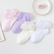 靴下 クルーソックス ショートソックス キッズ ベビー ジュニア 子供用 女の子 くつ下 フリル レース シンプル ソリッドカラー お洒落 可愛い 合わせやすい お出かけ 普段使い デイリー 女児 ファッション小物