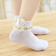クルーソックス 靴下 くつ下 ソックス レッグウェア キッズ 子供用 女の子 フリル リボン バラ 花 ドット柄 ハート かわいい おしゃれ