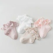 靴下 クルーソックス ベビー 赤ちゃん キッズ 女の子 ショート丈 レース メッシュ 可愛い 普段使い お出かけ 室内 子供用 出産祝い 出産準備 白 ピンク ブラウン