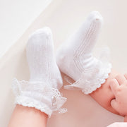 靴下 クルーソックス ベビー 赤ちゃん キッズ 女の子 ショート丈 レース メッシュ 可愛い 普段使い お出かけ 室内 子供用 出産祝い 出産準備 白 ピンク ブラウン