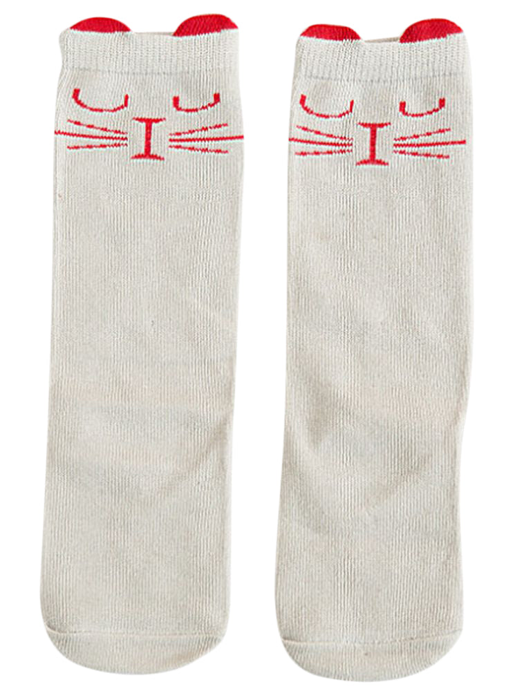 靴下 ソックス ハイソックス ロング 子供用靴下 子供用 C677【ねこ×グレー】 バリエーション画像