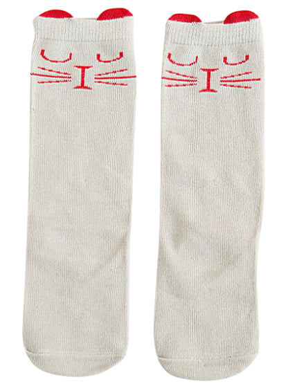 靴下 ソックス ハイソックス ロング 子供用靴下 子供用 C677【ねこ×グレー】 バリエーション画像