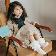 靴下 クルーソックス ショートソックス キッズ 子供用 女の子 くつ下 レース 3段レース リボン フリル シンプル 可愛い キュート お洒落 お出かけ 普段使い 女児 ファッション小物