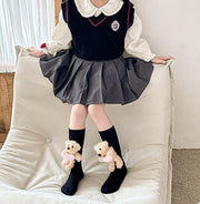 靴下 くつ下 キッズ 子供 女の子 男の子 ハイソックス クルーソックス 3D マスコット ぬいぐるみ クマ ウサギ 可愛い お洒落