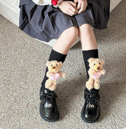 靴下 くつ下 キッズ 子供 女の子 男の子 ハイソックス クルーソックス 3D マスコット ぬいぐるみ クマ ウサギ 可愛い お洒落