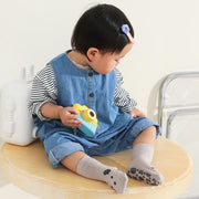 クルーソックス ベビー キッズ 赤ちゃん 女の子 男の子 靴下 くつした 滑り止め付き 防滑 総柄 ボーダー しましま 水玉 ドット ブルー カーキ かわいい キュート カジュアル ポップ おしゃれ