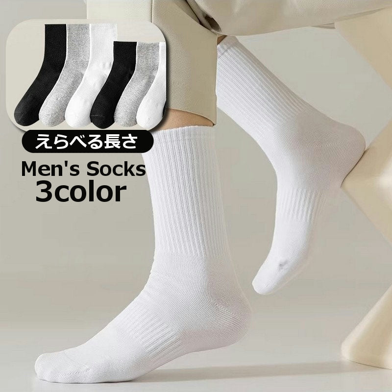靴下 ソックス クルー丈 薄手 メンズ 紳士用 男性用 シンプル 無地 単色 おしゃれ 普段使い デイリー お出かけ 通勤 通学 オフィス ビジネス