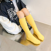 ハイソックス 靴下 キッズ 子供用 女の子 男の子 くつ下 かかとなし ロング リブ シンプル 定番 カジュアル お出掛け 女子 男子 子ども用