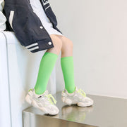 ハイソックス 靴下 キッズ 子供用 女の子 男の子 くつ下 かかとなし ロング リブ シンプル 定番 カジュアル お出掛け 女子 男子 子ども用
