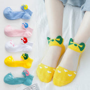 靴下 ソックス ショート シアー くるぶし 5足セット キッズ ベビー 子供 女の子 メッシュ シースルー 涼しい 薄手 透け感 通気性 ハート かわいい おしゃれ