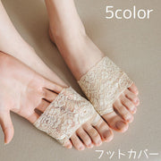 フットカバー オープントゥ かかとなし 靴下 レディース 女性 レース 土踏まず クッション サンダル パンプス ミュール スキンシューズ シンプル おしゃれ