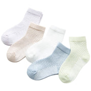 靴下 ソックス 5足セット 5足組 ベビー キッズ クルー丈 通気性 夏 春 女の子 男の子 9cm 10cm 12cm14cm 16cm 18cm 19cm 20cm 21cm 22cm ショート丈 短い ファッションアイテム カジュアル おしゃれ 無地 シンプル 単色 パステルカラー メッシュ