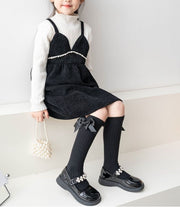 ハイソックス キッズ 子供 子ども 女の子 女子 女児 靴下 くつした リボン リブ 無地 かわいい キュート ガーリー フォーマル 入学式 卒園式 卒業式 発表会 記念日 記念撮影 セレモニー 結婚式 お呼ばれ ホワイト ブラック ブラウン グレー レッド 黒 白 灰
