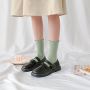 クルーソックス 靴下 レディース シンプル 無地 通学 デイリー 女の子 女性 婦人 フリル かわいい 秋 冬 カラバリ豊富