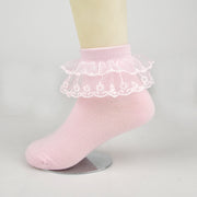 クルーソックス ショート丈ソックス ダブルレース フリル キッズ 子供用 ジュニア 女の子 ガールズ 靴下 フェミニン かわいい おしゃれ キュート お出かけ 発表会 セレモニー お誕生日会 パーティー 冠婚葬祭 オケージョン