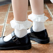 クルーソックス 靴下 くつした キッズ 子ども用 子供用 女の子 ファッション雑貨 裾フリル リボン柄 ホワイト ピンク パープル 可愛い キュート ガーリー フォーマル よそ行き 発表会 学芸会 入園式 入学式 結婚式