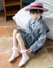 クルーソックス 靴下 くつした キッズ 子ども用 子供用 女の子 ファッション雑貨 裾フリル リボン柄 ホワイト ピンク パープル 可愛い キュート ガーリー フォーマル よそ行き 発表会 学芸会 入園式 入学式 結婚式