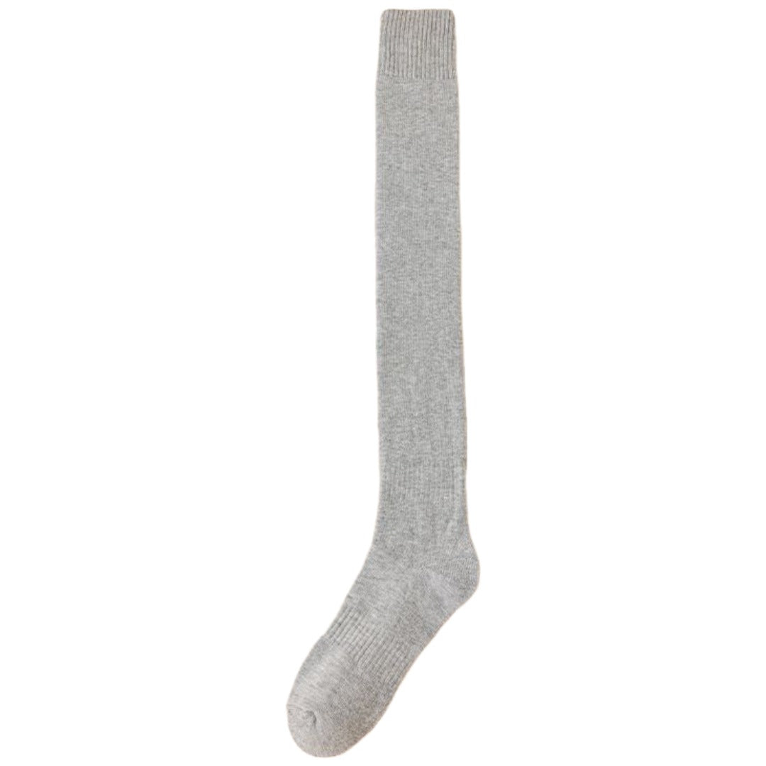ニーハイソックス レディース 靴下 ロング 膝上丈 厚手 ライトグレー バリエーション画像