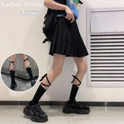 クルーソックス 靴下 ハイソックス リボン付き 紐付き レディース 女性用 リブ クルー丈 リボン結び くつ下 シンプル 無地 おしゃれ かわいい