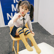 靴下 かかとなし ハイソックス キッズ ジュニア 子供用 女の子 男の子 くつ下 リブ ライン カジュアル スポーティ お洒落 かわいい レッグウェア 女児 男児