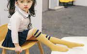 靴下 かかとなし ハイソックス キッズ ジュニア 子供用 女の子 男の子 くつ下 リブ ライン カジュアル スポーティ お洒落 かわいい レッグウェア 女児 男児