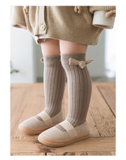 靴下 ニーハイソックス ハイソックス ベビー キッズ 子供用 女の子 レッグウェアリボン ワンポイント 無地 リブ素材 スモーキーカラー おしゃれ かわいい