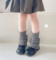 レッグウォーマー 女の子 キッズ ジュニア 靴下 くつした ソックス ブラック ホワイト グレー 防寒 あったか