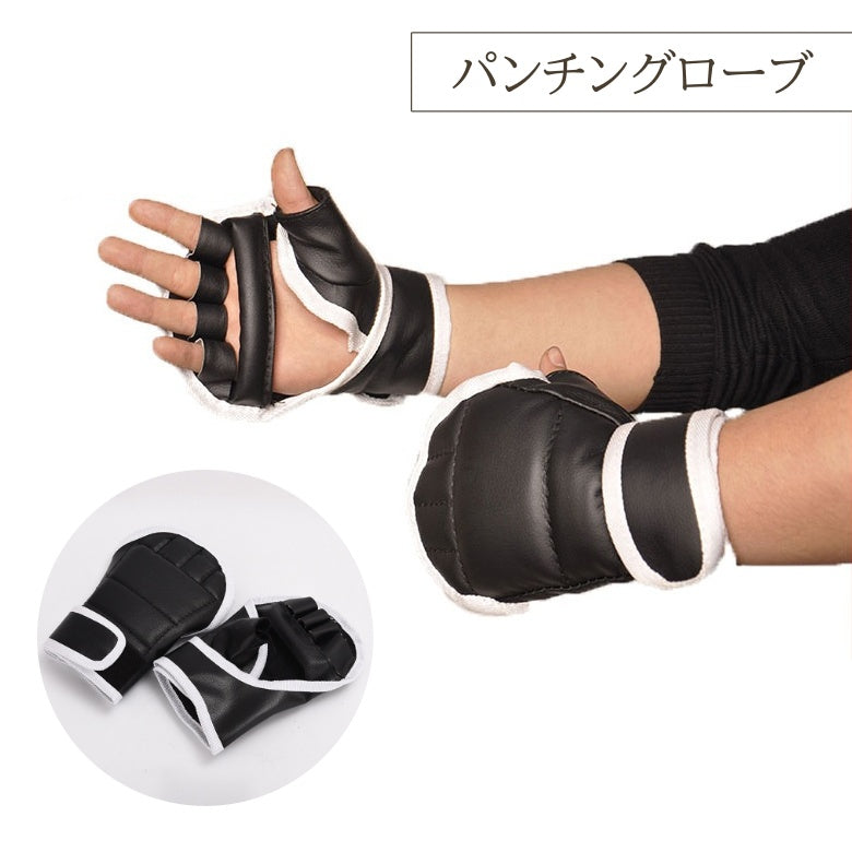 パンチンググローブ 1ペア ジム ボクシング トレーニング 練習用 サンドバッグ ミット打ち オープンフィンガー ハーフフィンガー 5本指 シンプル ブラック メンズ レディース 男性 女性 男女兼用 ユニセックス