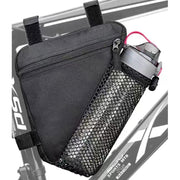 フレームバッグ 自転車用 ボトルホルダー付き メッシュ サイクルバッグ トップチューブバッグ 面ファスナー マジック テープ 取り付け簡単 三角形 サイクリング 小物入れ 工具入れ