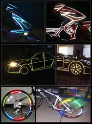 反射テープ 蛍光反射シール ステッカー 単品 1巻 幅1cm 長さ8m リフレクター 反射板 バイク 自転車 車 夜間 警告 安全 事故防止 便利 簡単