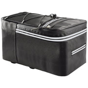 自転車用リアバッグ キャリアバッグ 12L 15L 反射材入り 面ファスナー マジック テープ シンプル 防水 自転車用ヘルメット スマホ 携帯 小物 収納 持ち運び サイクリング お出かけシーン 黒 ブラック