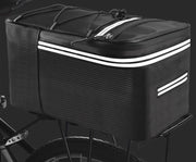 自転車用リアバッグ キャリアバッグ 12L 15L 反射材入り 面ファスナー マジック テープ シンプル 防水 自転車用ヘルメット スマホ 携帯 小物 収納 持ち運び サイクリング お出かけシーン 黒 ブラック