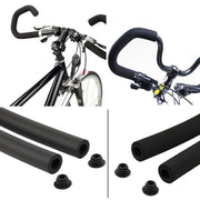 ハンドルグリップ 単品 1本 自転車用 ハンドルバー バタフライハンドル マルチポジションハンドル スポンジ バーエンドキャップ 滑り止め ロードバイク サイクリング ツーリング 無地 単色 黒