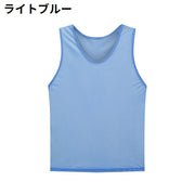 タンクトップ メンズ レディース 子供 キッズ トップス ノースリーブ Vネック メッシュ 通気性 無地 スポーツ フィットネス