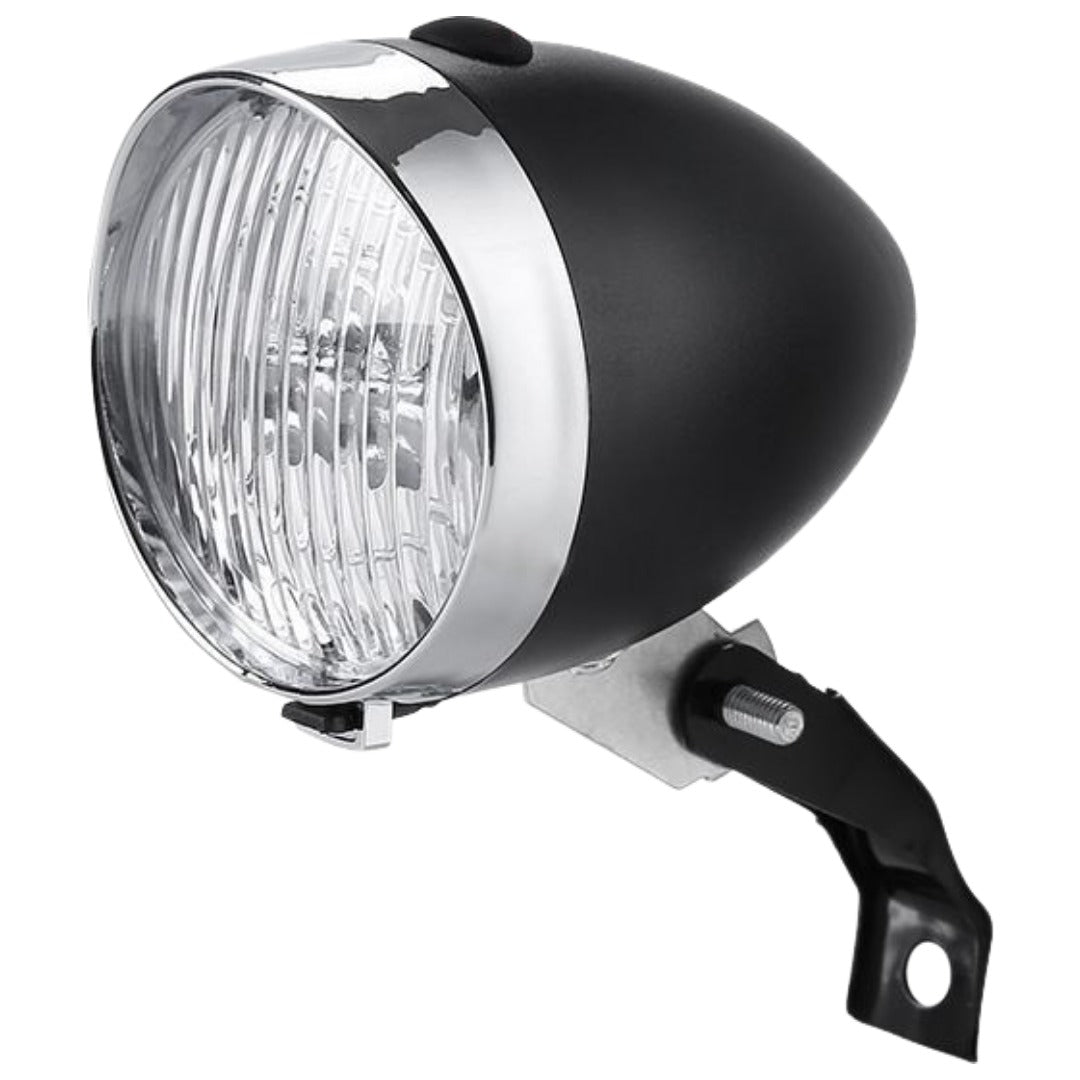 自転車用ライト ヘッドライト LEDライト 砲弾型 砲丸型 電池式 明るい 防水 軽量 レトロ感 クラシック感 ファットバイク