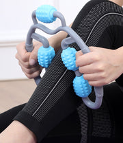 リラクゼーションローラー ストレッチ リラックス ほぐし 指圧代用器 太もも ふくらはぎ 足 首 回転 5ローラー 挟む ハンディ 自宅 手軽 便利グッズ 青 ピンク