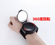 自転車用バックミラー アームミラー 手首ミラー バイク用品 蓋付き 手首鏡 コンパクト 小型 軽量 360度回転 手首装着 腕時計型 マジック テープ 便利グッズ 自転車アクセサリー サイクリング