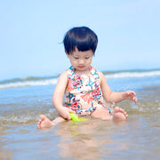 水着 スイムウェア ベビー キッズ 赤ちゃん 女の子 女児 ホルターネック フリル 海水浴 水遊び プール レジャー 着せやすい