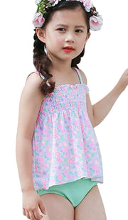 水着 ビキニ タンキニ セパレートタイプ 2点セット 3段フリル 女の子用 子供用 スイムウェア スイムウエア 夏 ビーチ プール 海水浴 キッズ ベビー 赤ちゃん 幼児 女児 女子 こども 子ども ガーリー 水玉模様 ドット柄 ストライプ ボーダー柄 ハイビスカス 花柄 フラワー 1～8歳