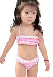 水着 ビキニ タンキニ セパレートタイプ 2点セット 3段フリル 女の子用 子供用 スイムウェア スイムウエア 夏 ビーチ プール 海水浴 キッズ ベビー 赤ちゃん 幼児 女児 女子 こども 子ども ガーリー 水玉模様 ドット柄 ストライプ ボーダー柄 ハイビスカス 花柄 フラワー 1～8歳