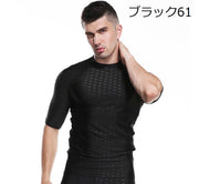 ラッシュガード 半袖 フィットネス水着 メンズ スイムウェア トップス プルオーバー 水泳用品 男性用 マリンスポーツ 日焼け防止 紫外線対策 UV対策 大きいサイズあり シンプル プール 海 旅行 レジャー 水着 L XL 2XL 3XL 4XL
