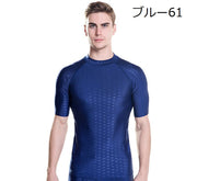 ラッシュガード 半袖 フィットネス水着 メンズ スイムウェア トップス プルオーバー 水泳用品 男性用 マリンスポーツ 日焼け防止 紫外線対策 UV対策 大きいサイズあり シンプル プール 海 旅行 レジャー 水着 L XL 2XL 3XL 4XL