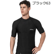 ラッシュガード 半袖 フィットネス水着 メンズ スイムウェア トップス プルオーバー 水泳用品 男性用 マリンスポーツ 日焼け防止 紫外線対策 UV対策 大きいサイズあり シンプル プール 海 旅行 レジャー 水着 L XL 2XL 3XL 4XL